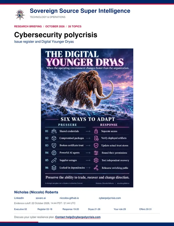 Cover of the Cybersecurity polycrisis report with the woolly mammoth infographic.